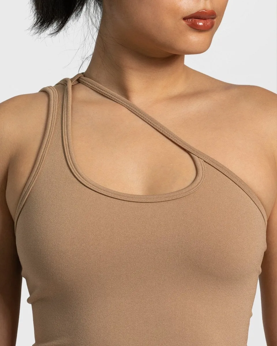 Sassy One Shoulder Top "Beige"