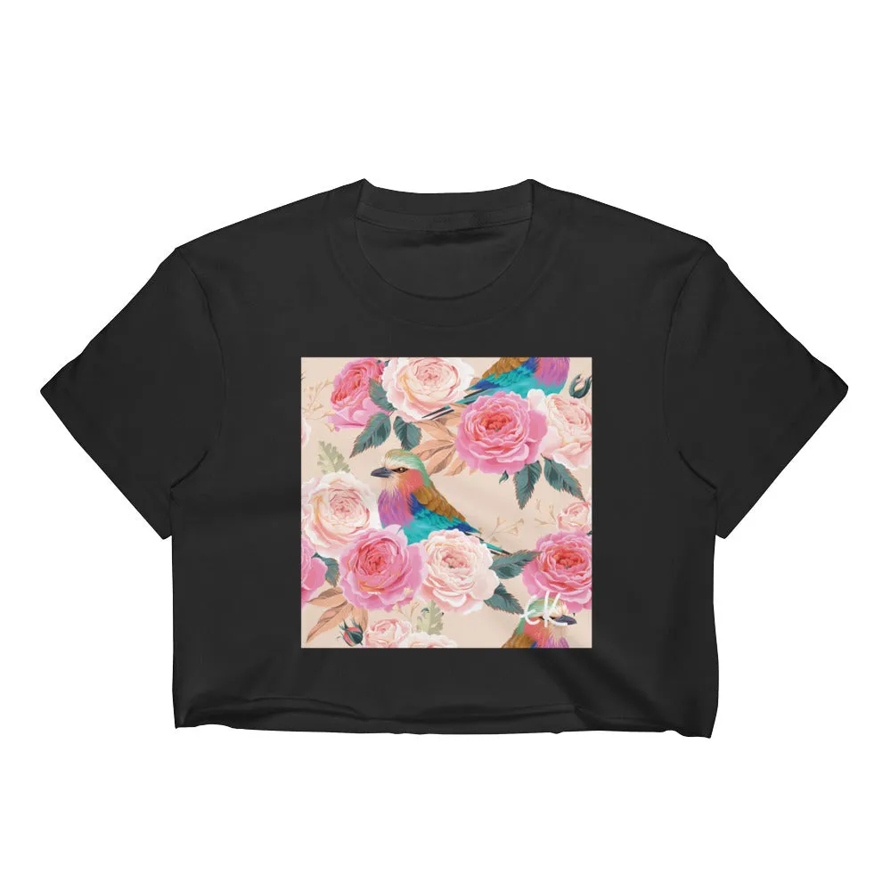 Seamless Vintage Roses Women's Crop Top