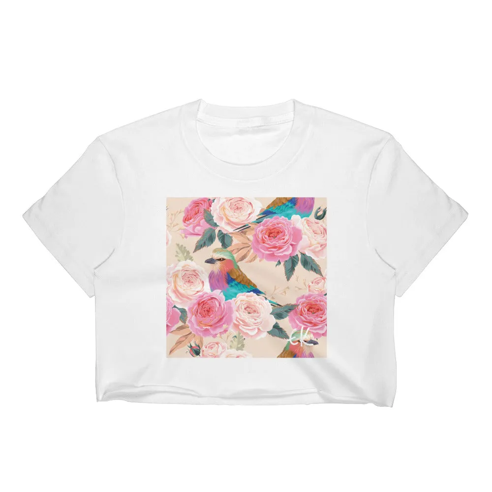 Seamless Vintage Roses Women's Crop Top