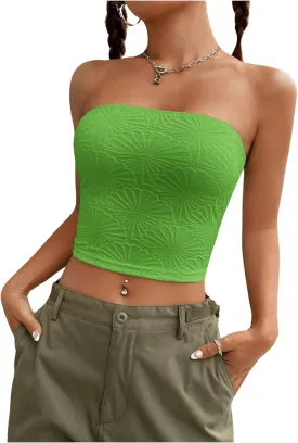 SOLY HUX Women's Y2k Tube Crop Top Strapless Sleeveless Bandeau Tops