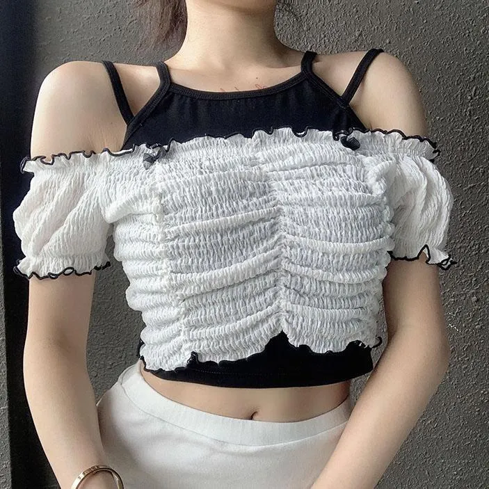 Summer Retro Ruffle Crop Top SD00583