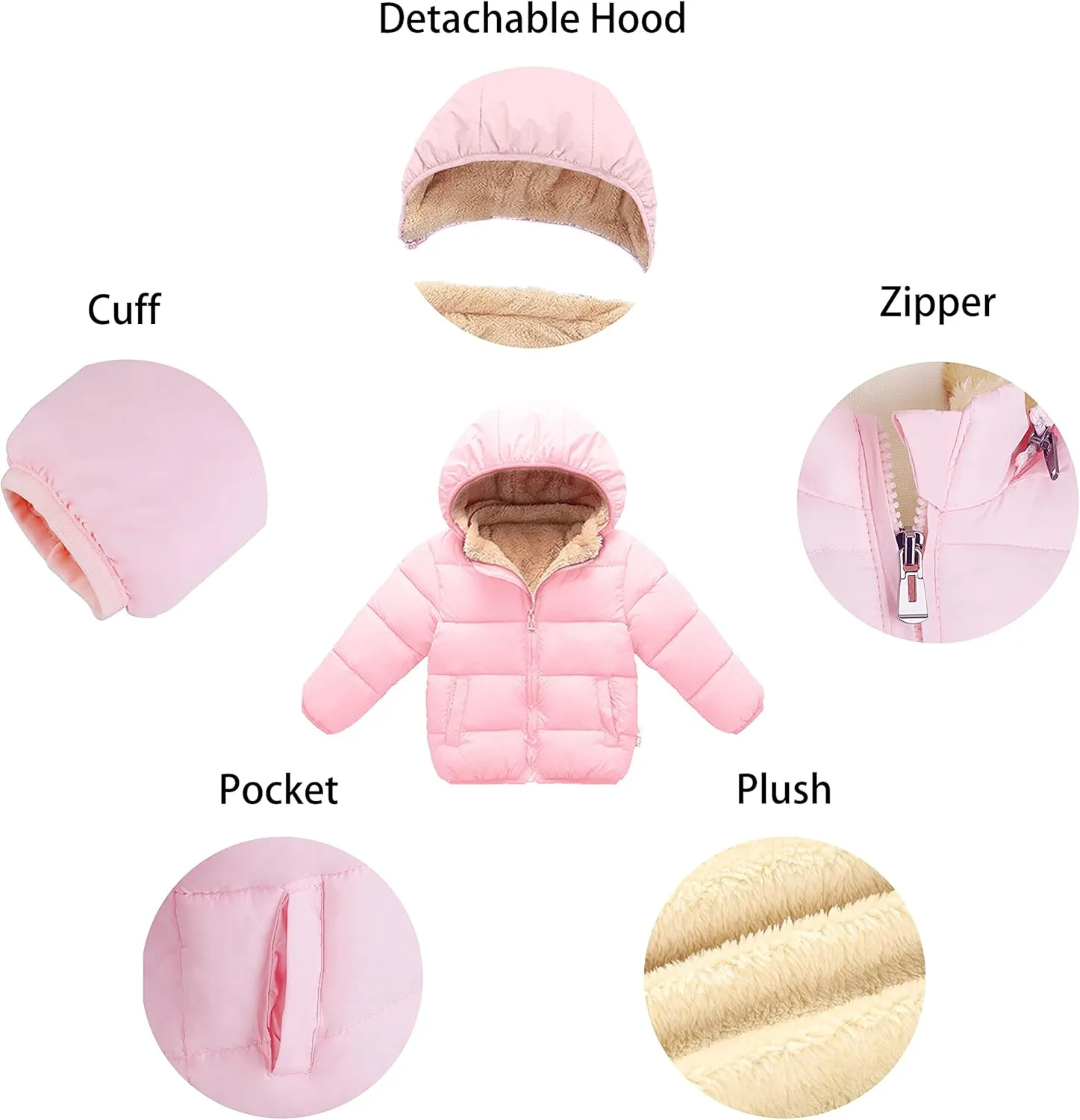 Toddler Baby Hooded Down Jacket Boys Girls Kids Thicken Warm Winter Coat Outerwear 1-7t