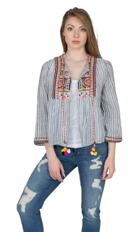 Velvet by Graham & Spencer Mckay Embroidered Lightweight Cotton Jacket