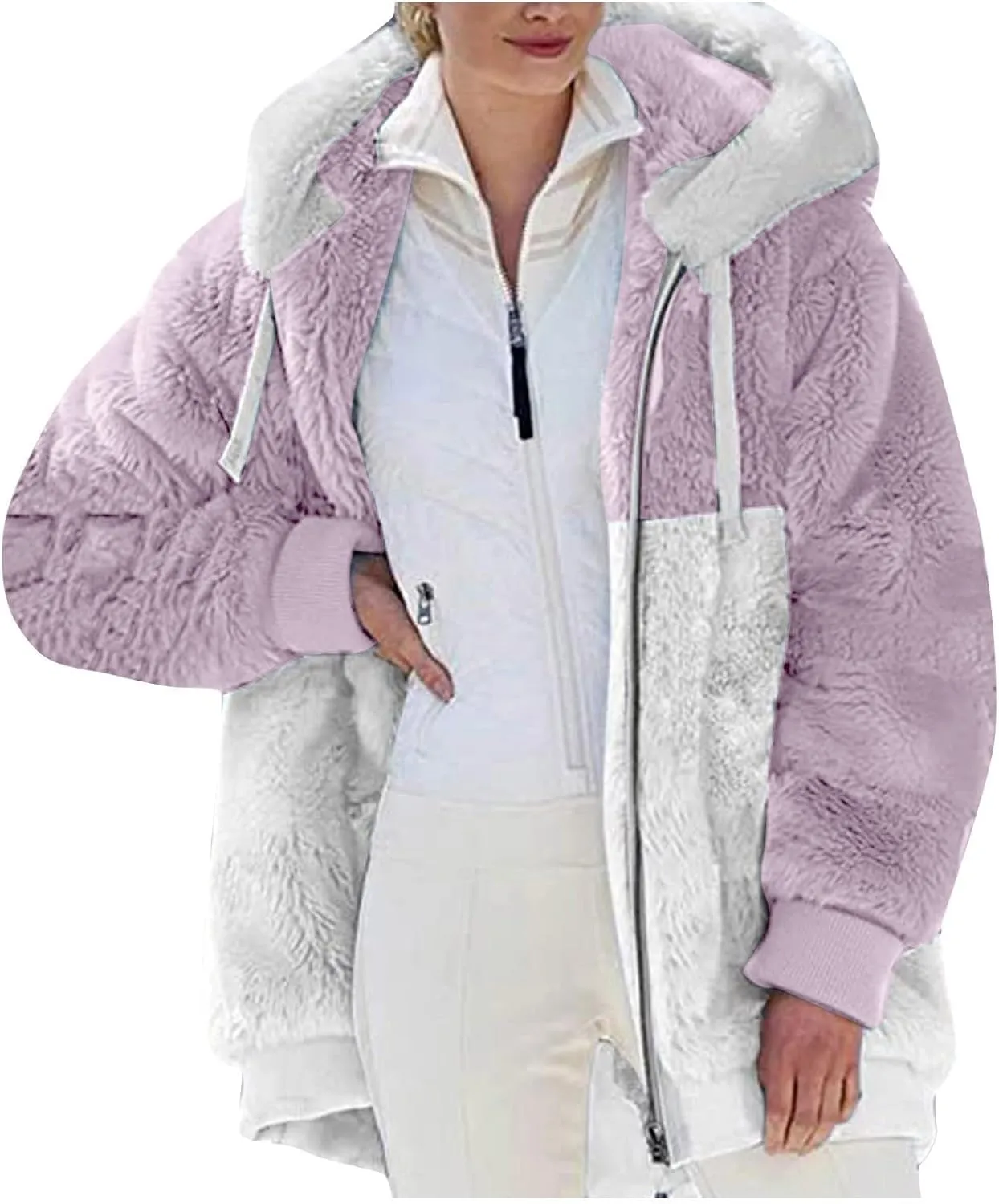 Winter Coats for Women 2024 Casual Fleece Jacket Warm Soft Outdoor Sherpa Lined Thick Coats Outwear with Pockets
