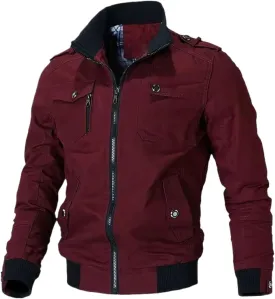 WOLONG Men's Spring Autumn Jacket Casual Outerwear Bomber-Style