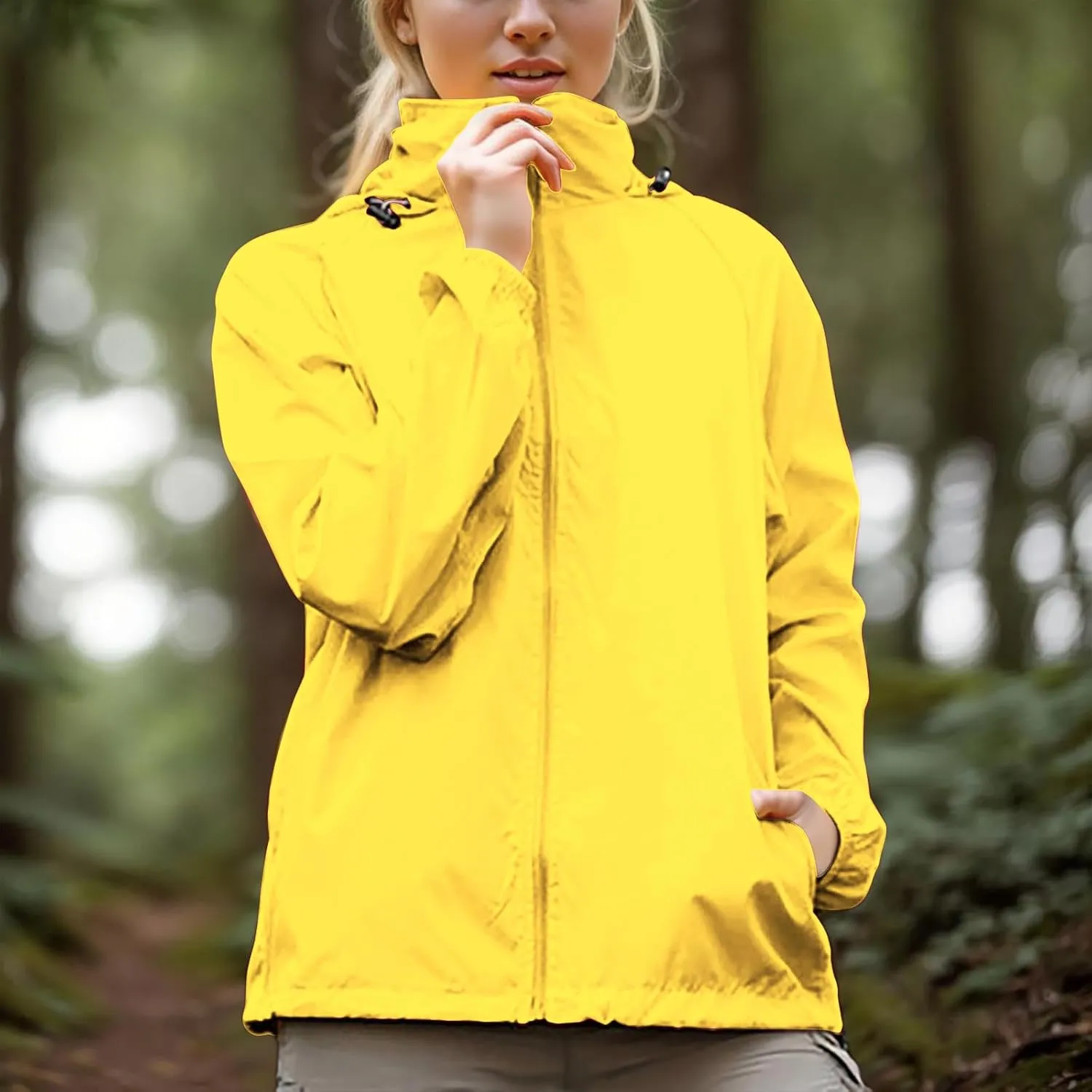 Women's Lightweight Rain Jacket Waterproof Packable Raincoat Sun Protection Hoodies Golf Hiking Travel Windbreaker