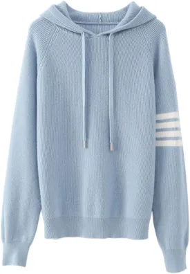 Women's Long Sleeve Hoodie Cashmere and Wool Blend Pullover Tops Sweater