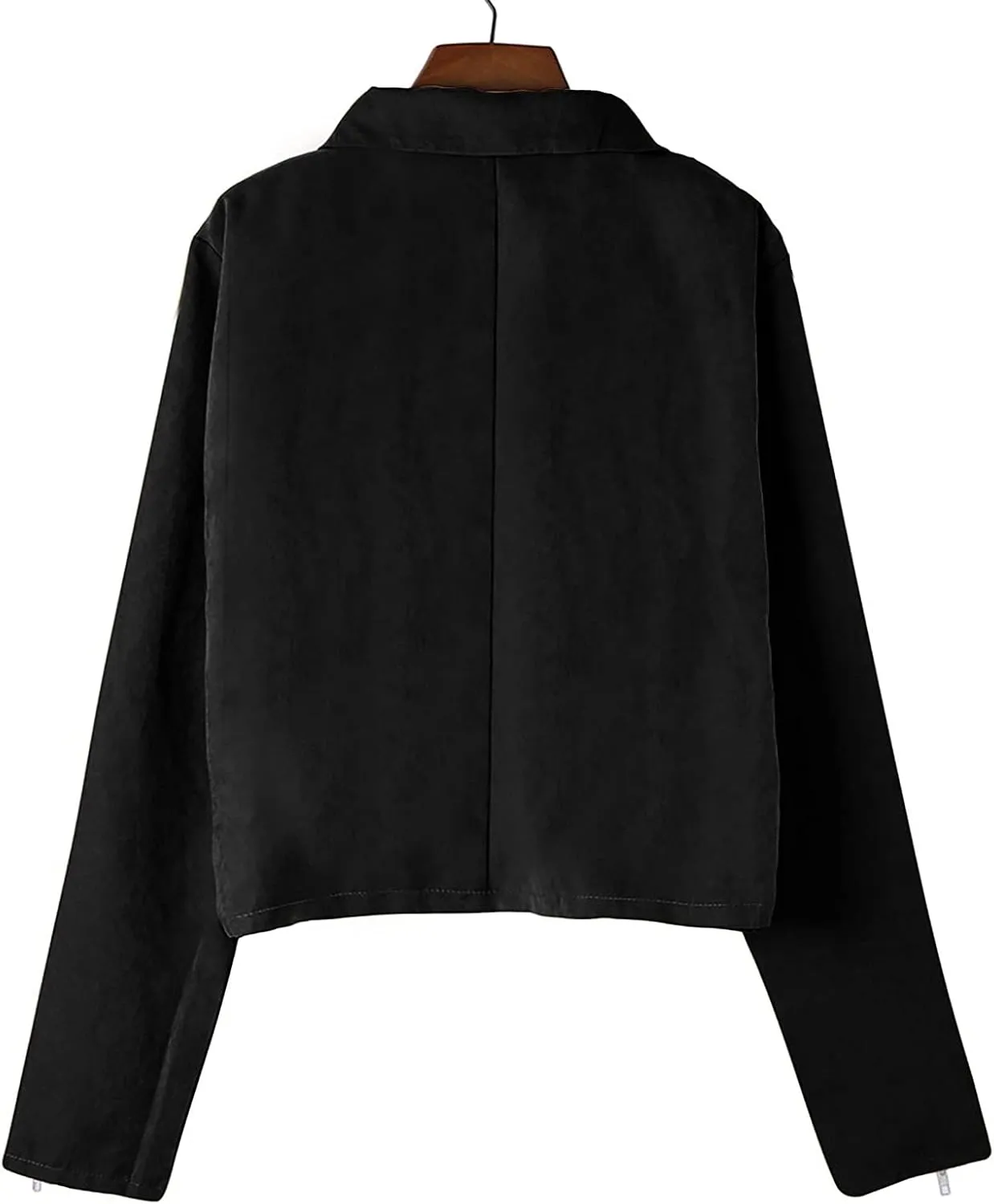Women's Suede Cropped Jacket Faux Leather Jacket Women Vintage Coats Zip Up Motorcycle Jacket Open Front Cardigan Coat